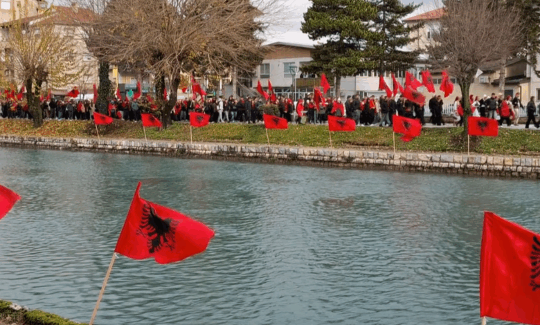 Struga u mbulua me ngjyrat kuq e zi  në një festim madhështor për Ditën e Flamurit