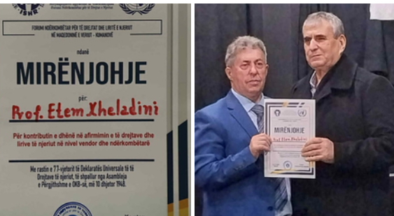 IGFM dekoroi punëtorin e palodhshëm kumanovar të arsimit  Etem Xheladini