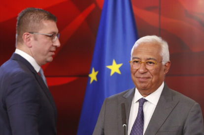 Antonio Costa për vizitë në Shkup në takim me kryeministrin Hristijan Mickoski