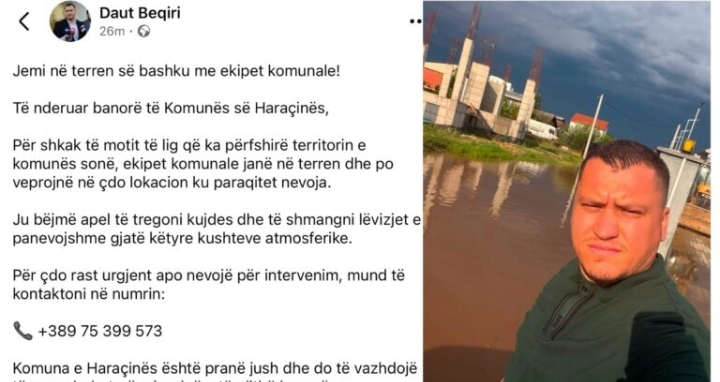 Ky është numri ku mund t i paraqesin dëmet banorët e Haraçinës  389 75 399 